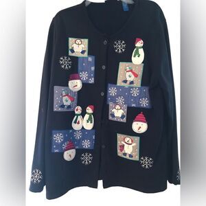 Bell size large Christmas sweater navy blue excellent condition see pics